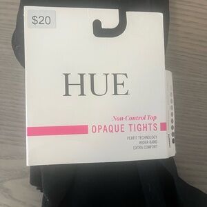 HUE Black Opaque Tights with Comfort Band